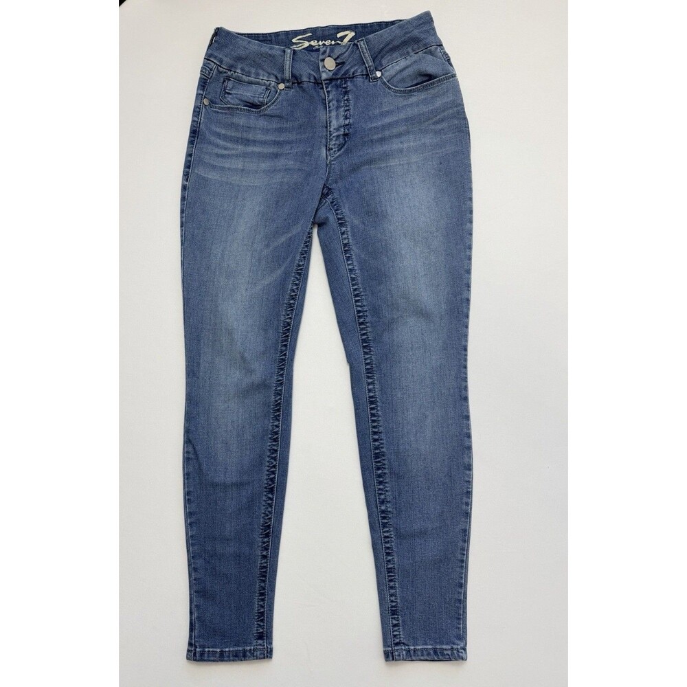 Seven7 Tummy Less High Rise Skinny Slimmer Jeans Size 10 Legging Medium Blue‎